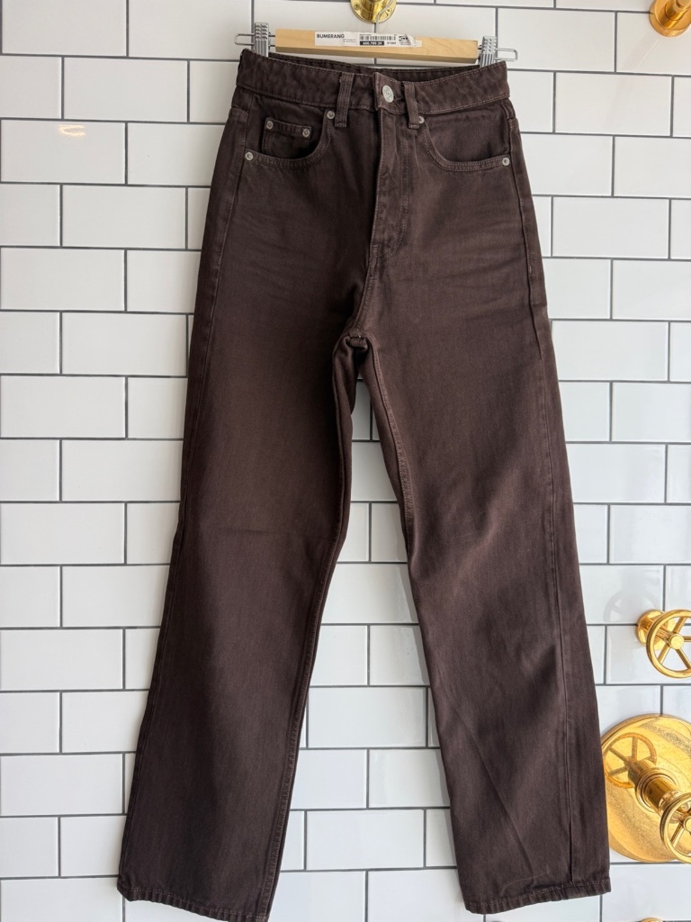 Zara Women's Straight leg Cut Jeans in Dark Brown